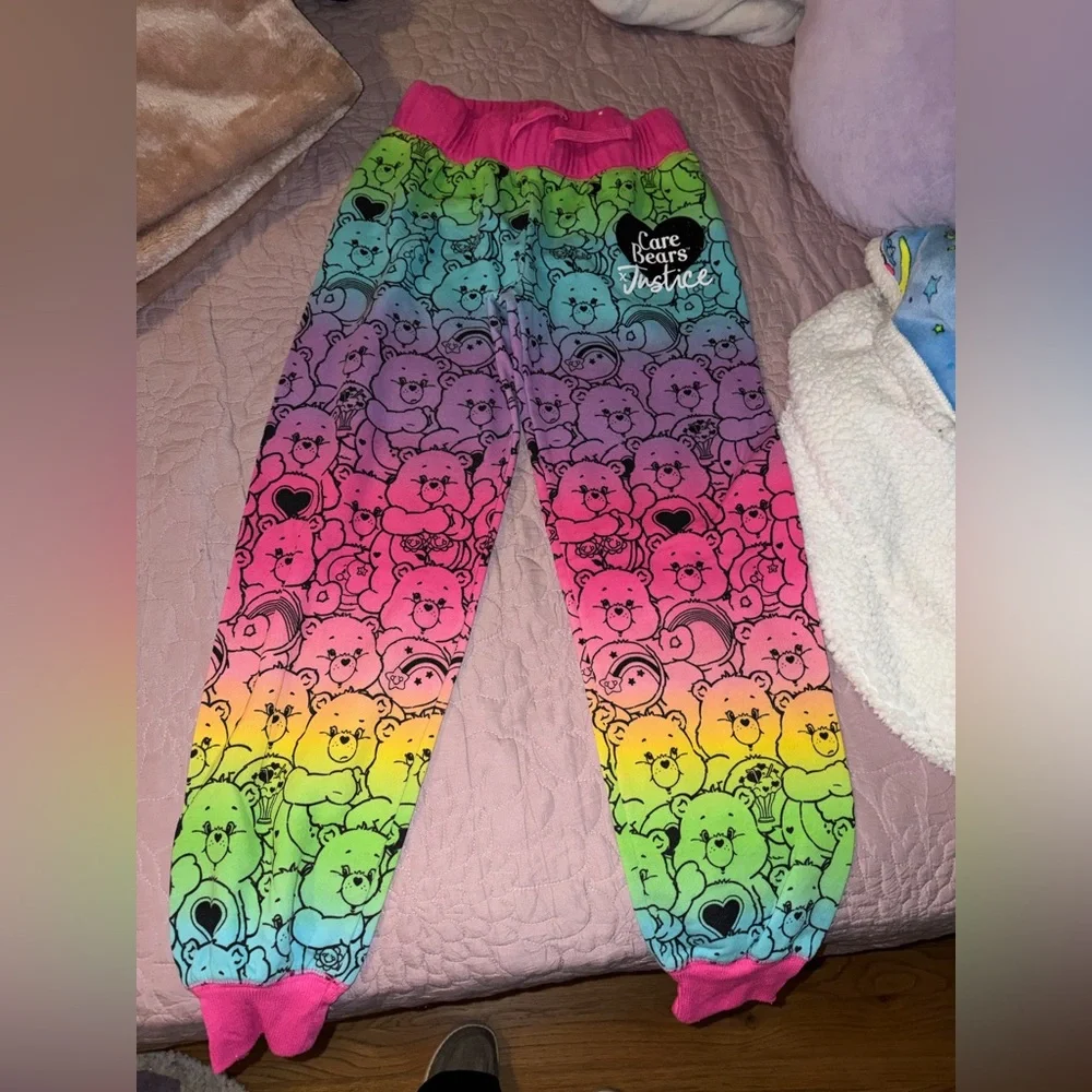 Justice Kids Rainbow Care Bears Sweatpants - Pink, Purple, Blue, Green, Yellow